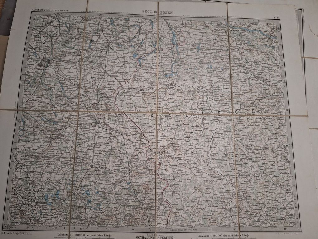 Bardzo stara mapa Reich niemcy polska karte des deutschen reichs
