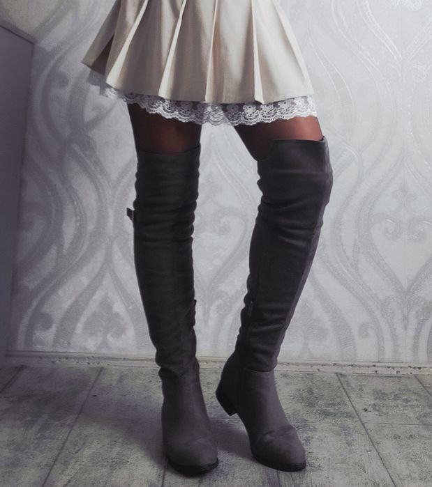 Замшеві ботфорти 39 зимова жіноча куртка М