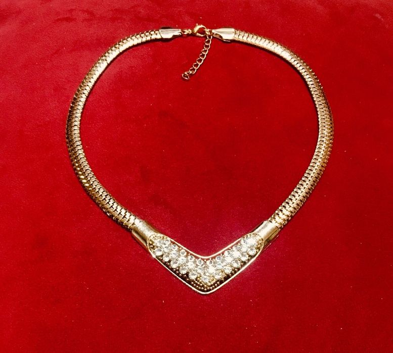 Złoty (14k) naszyjnik z kryształkami Swarovski;