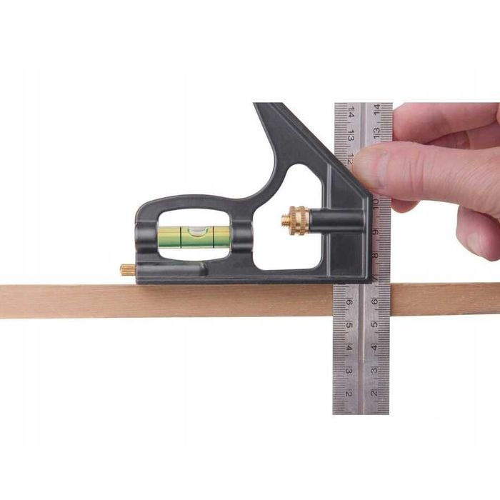 Kątownik stolarski z poziomicą 300 mm budowlany warsztatowy stalowy