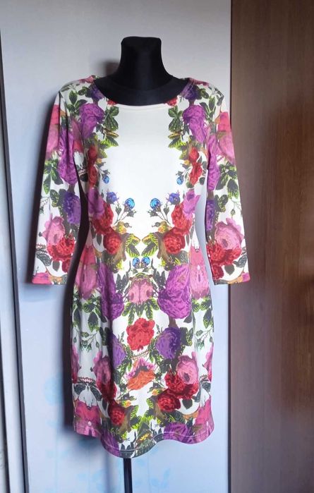 H&M kwiecista sukienka odkryte plecy r. 42