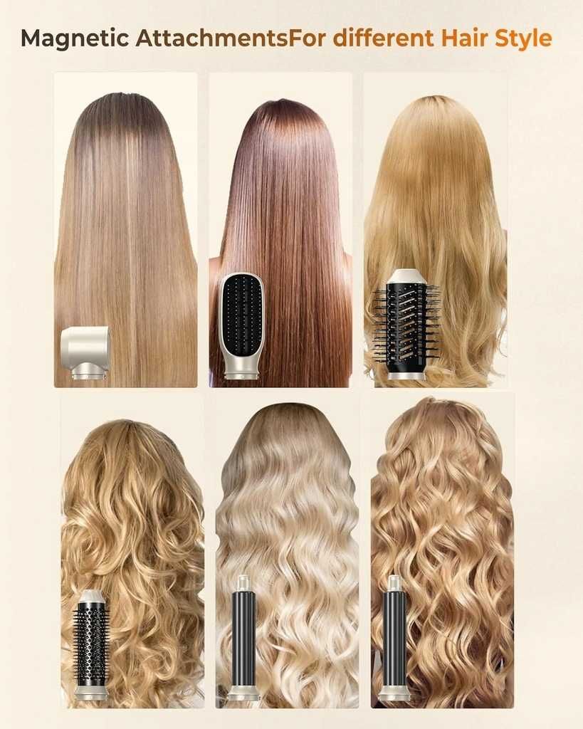 UKLISS Air Styler 6 w 1, Suszarka do włosów, 6 końcówek USZKODZONA