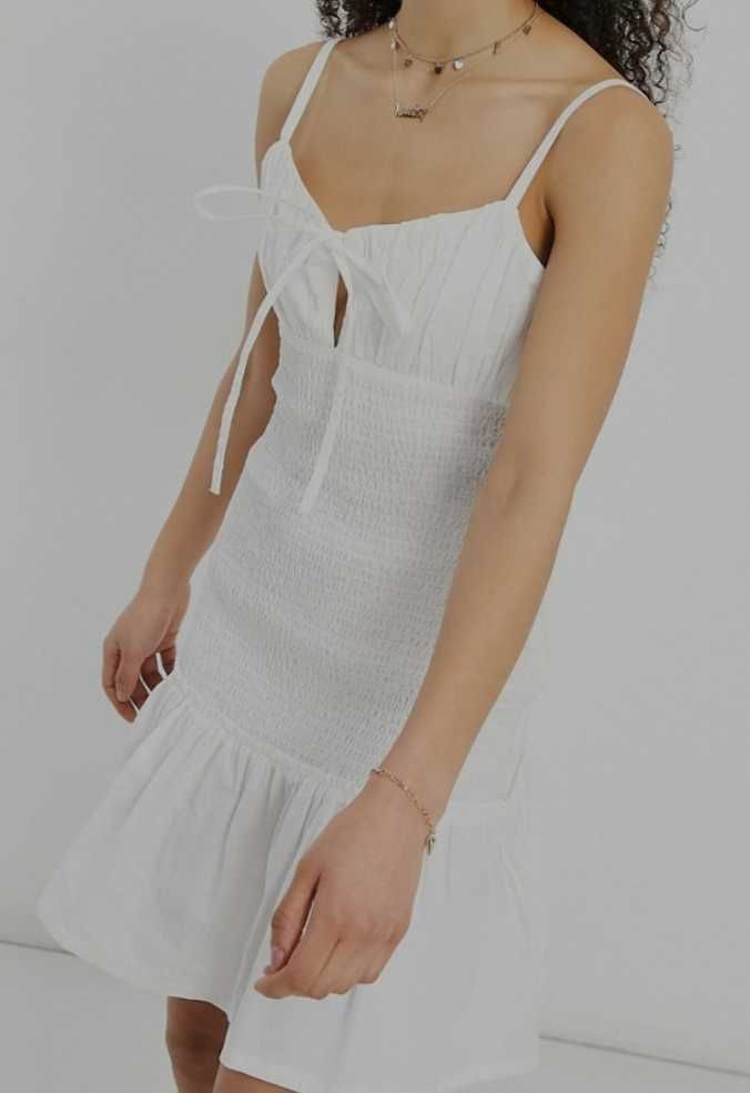 Biała marszczona sukienka mini ASOS 40 L