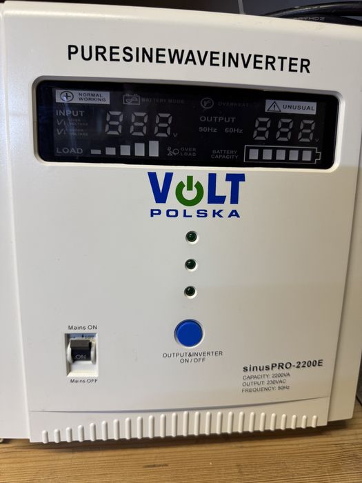 Volt Polska Sinus PRO 2200E, UPS, ДБЖ, Інвертор, Резервне живлення АКБ