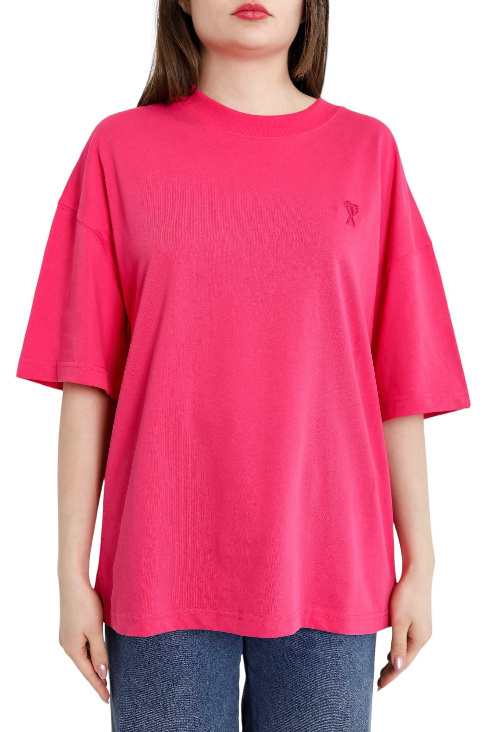 Футболка AMI Paris T-Shirt Tonal Small Ads Pink