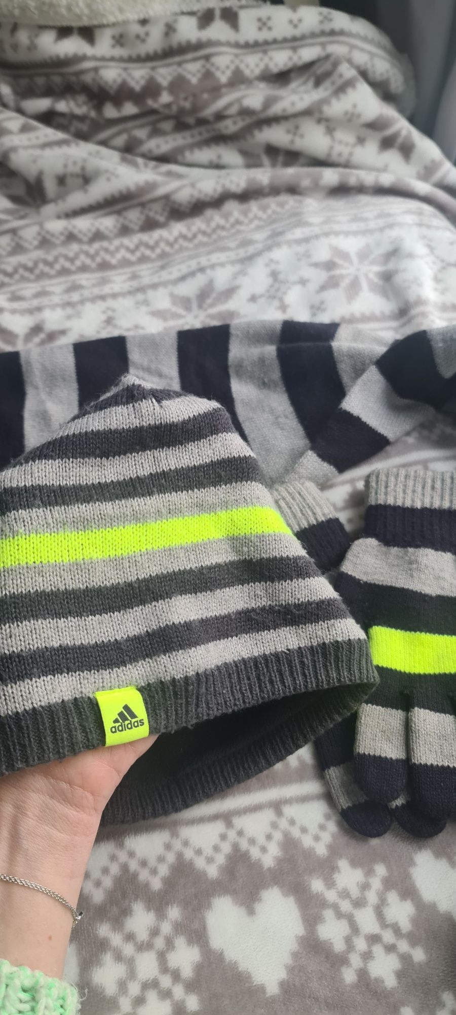 Шапка шарф и перчатки Adidas оригинал