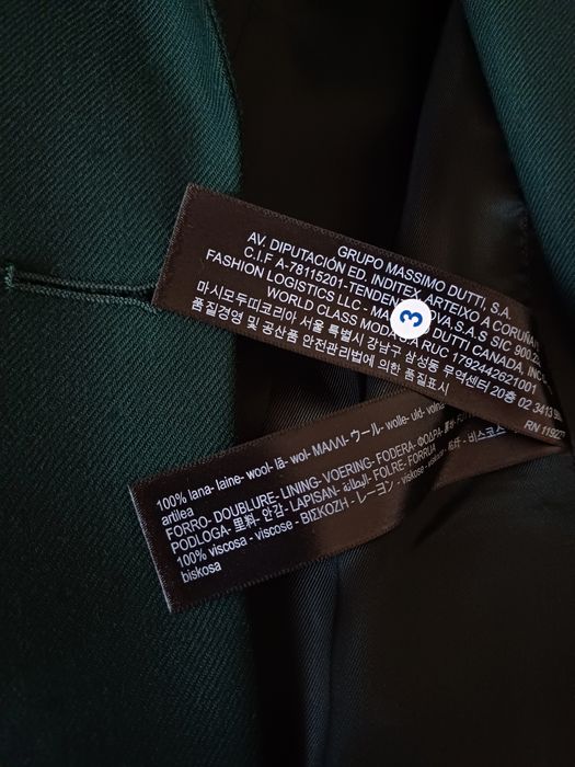 Massimo Dutti wełniana marynarka na jeden guzik 100% wełna zieleń