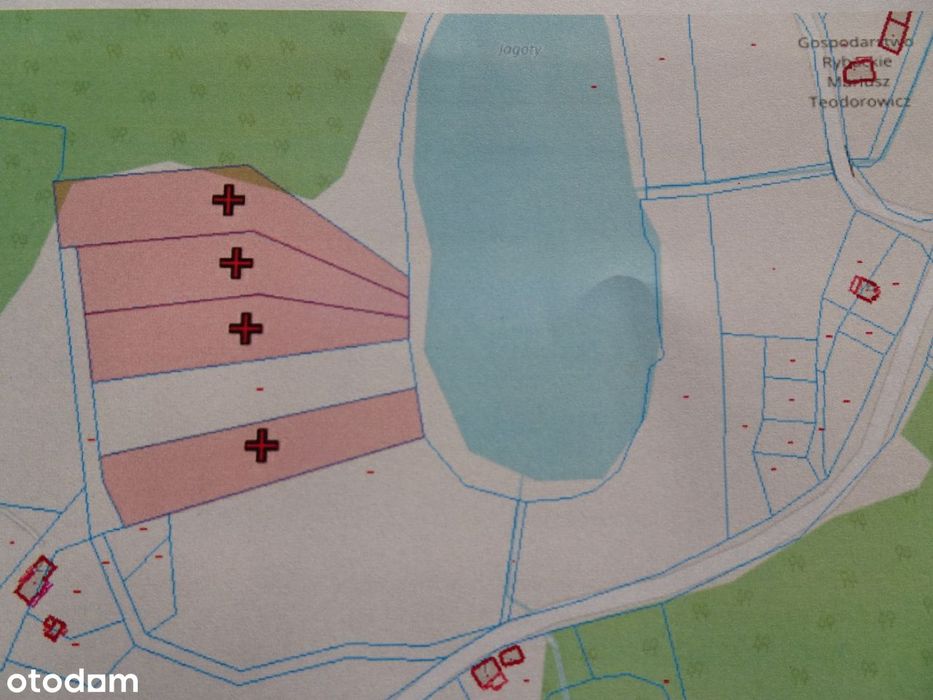 Działka z linią brzegową jeziora Myśliwskiego - Komorowo gmina Łukta