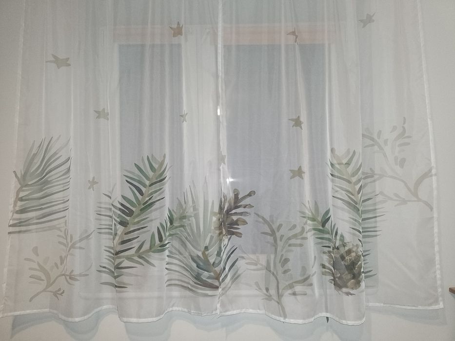 2 firany zimowe gałązki gwiazdki 133x164 cm