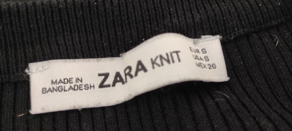 Zara czarny sweterek z perełkami S