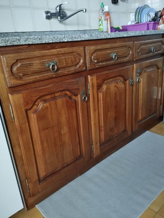 Móveis cozinha madeira maciça c/mármore