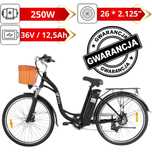 Rower Elektryczny DYU C6 | Czarny | 250W | 36V 12,5Ah | Gwarancja!!