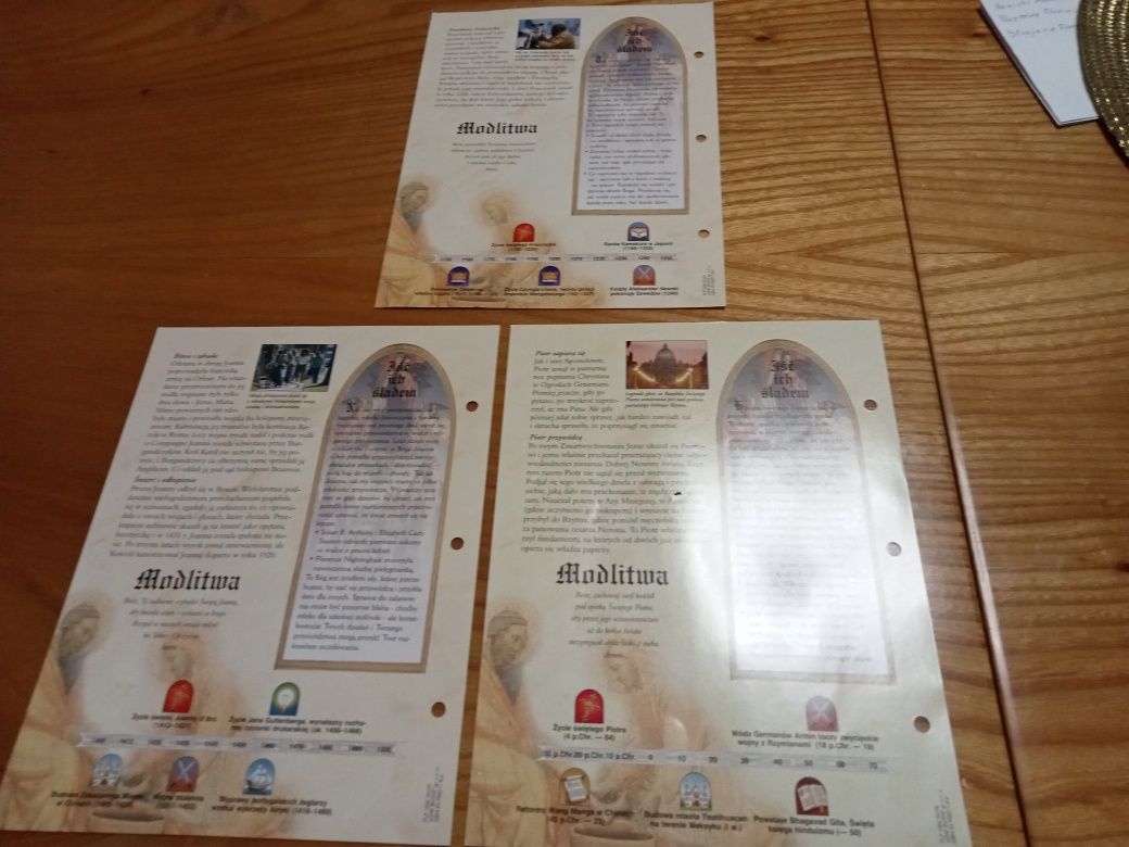 Kartki do klasera święci, dewocjonalia
