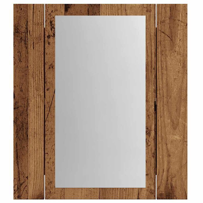 vidaXL Szafka łazienkowa z lustrem i LED, stare drewno, 40x12x45 cm