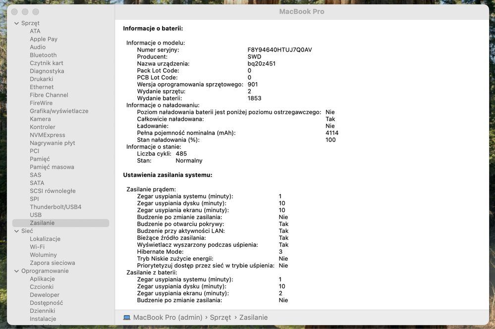 MacBook Pro 13-calowy, 2019, cztery porty Thunderbolt 3