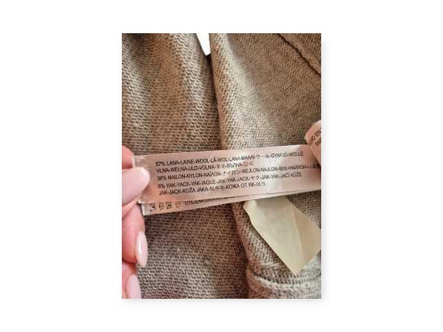 Kamizelka Massimo Dutti beżowa oversize M L XL wełniana poncho