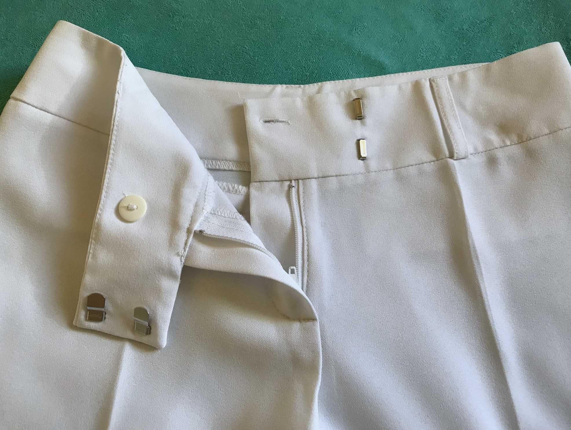 spodnie orsay szwedy palazzo w kant szerokie nogawki białe 32