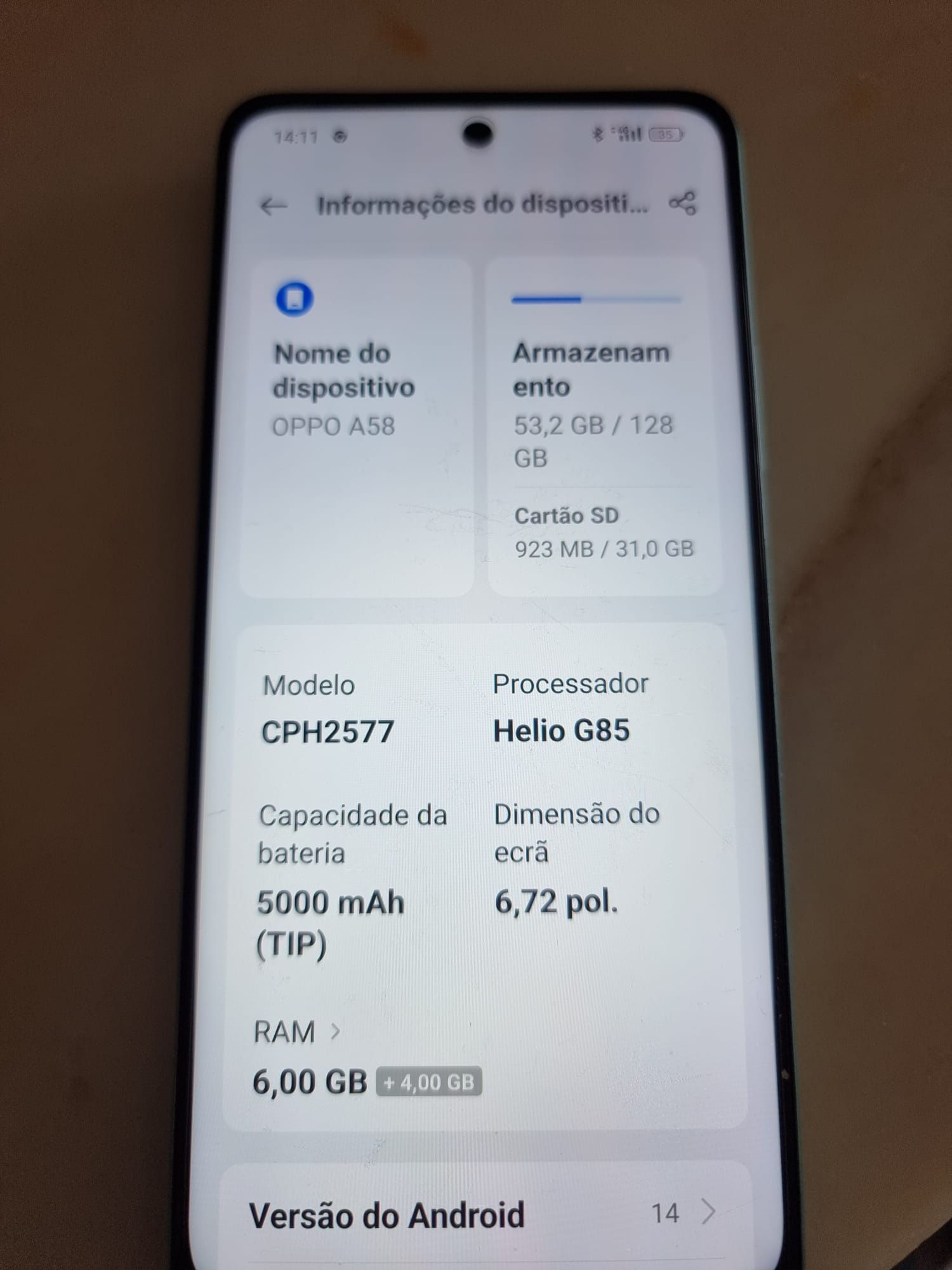 Telemóvel OPPO A58