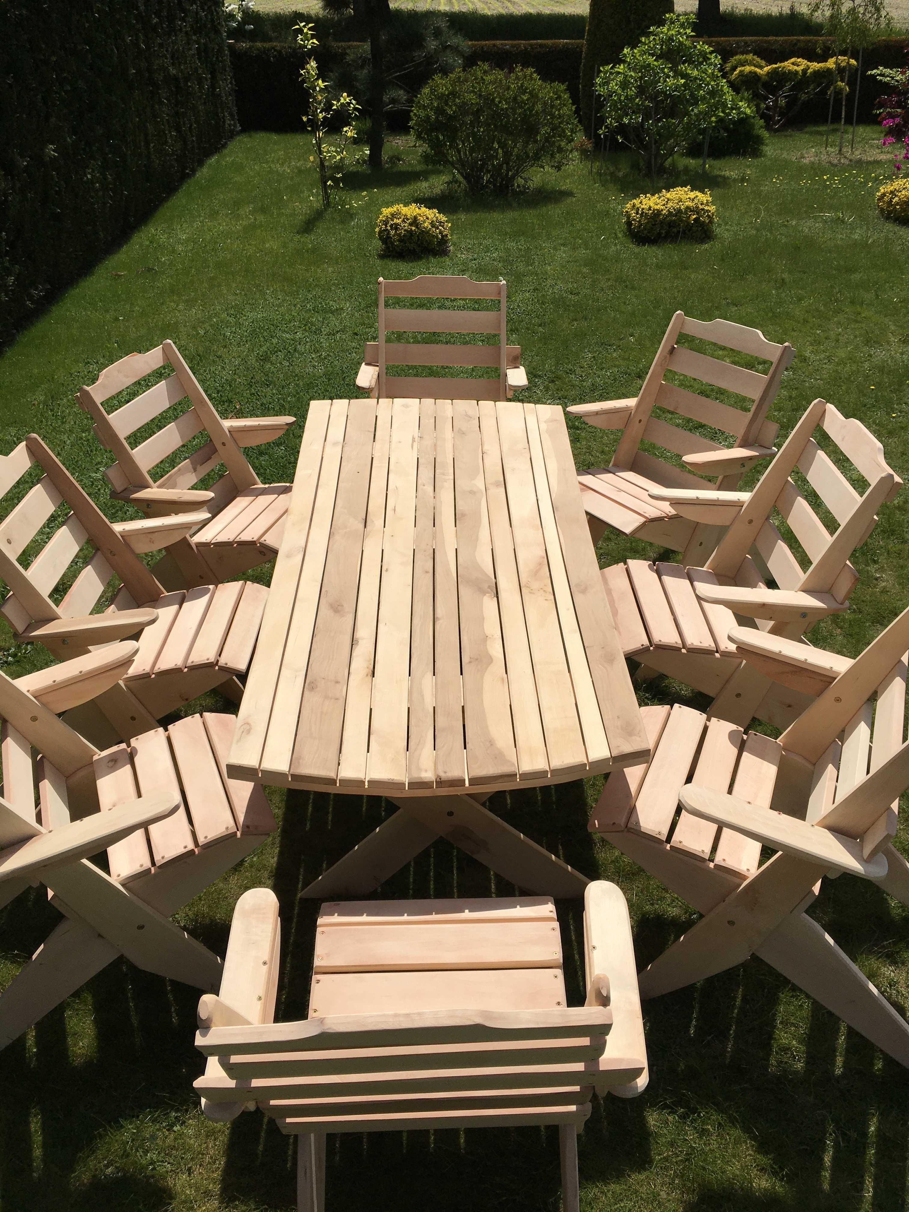 Meble ogrodowe, składane - ZESTAW z OLCHY stół + 8 krzeseł DOSTAWA PL