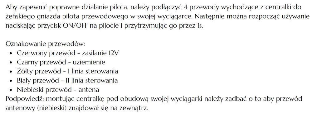 Uniwersalny pilot radiowy  do wywrotki 12v 24v