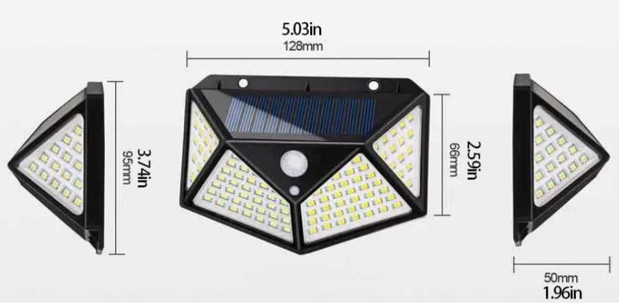 Wodoodporna Lampa Solarna 100 LED Słoneczna Akumulator Li Ion Halogen