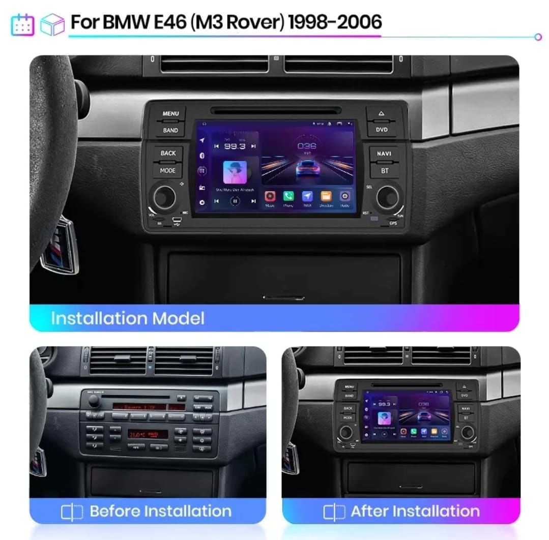 Auto Rádio Android 32GB 2GB BMW E46, MG ZT M3 Rover 75