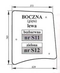 Zetor Proxima  5421, 5441 , Forterra 95, 105 szyba S 11   S 12