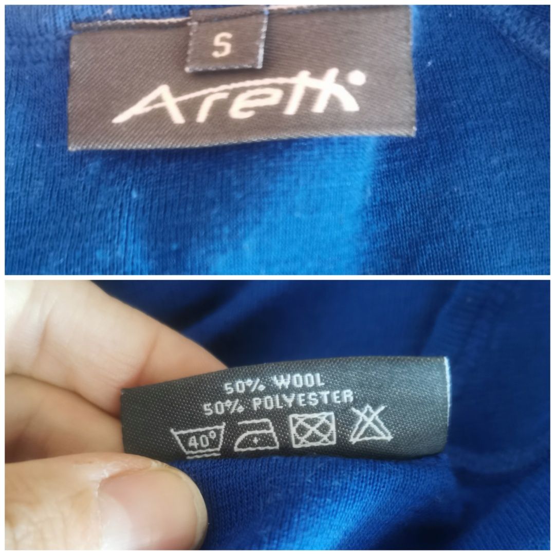 Aretx bluzka termoaktywna unisex. S M L wełna niebieska