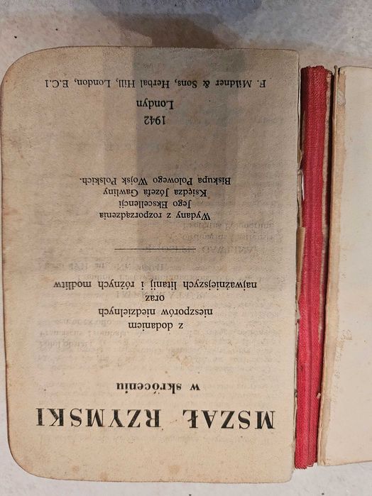 Mszał Rzymski w skróceniu  1942 LONDYN