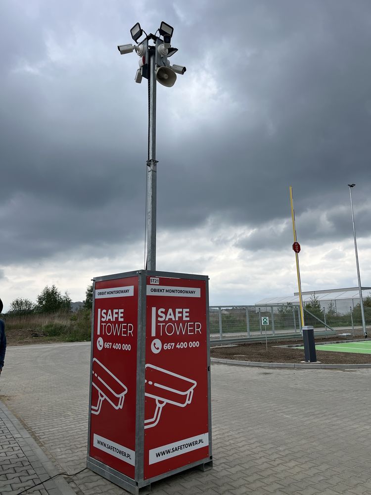 Mobilna wieża monitoring kamery budowa ochrona safetower tower maszt