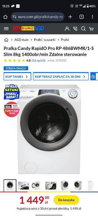 Pralka 1400 obr 8kg. Candy