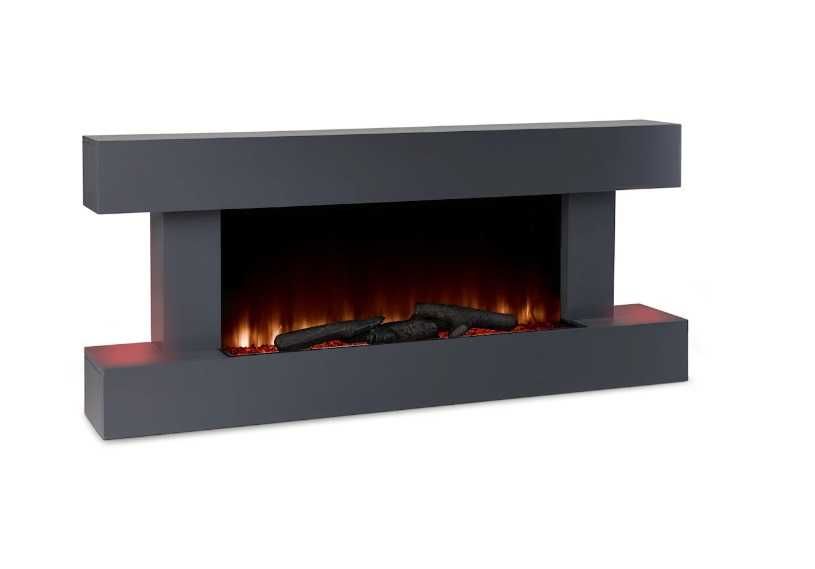 Kominek elektryczny 1000/2000W pilot MDF LED Klarstein szary NOWY