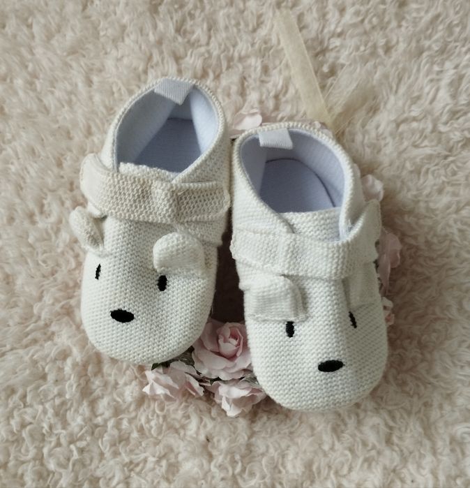Buciki niechodki miękkie materiałowe 6-12 m-cy 12 cm ABS roczek