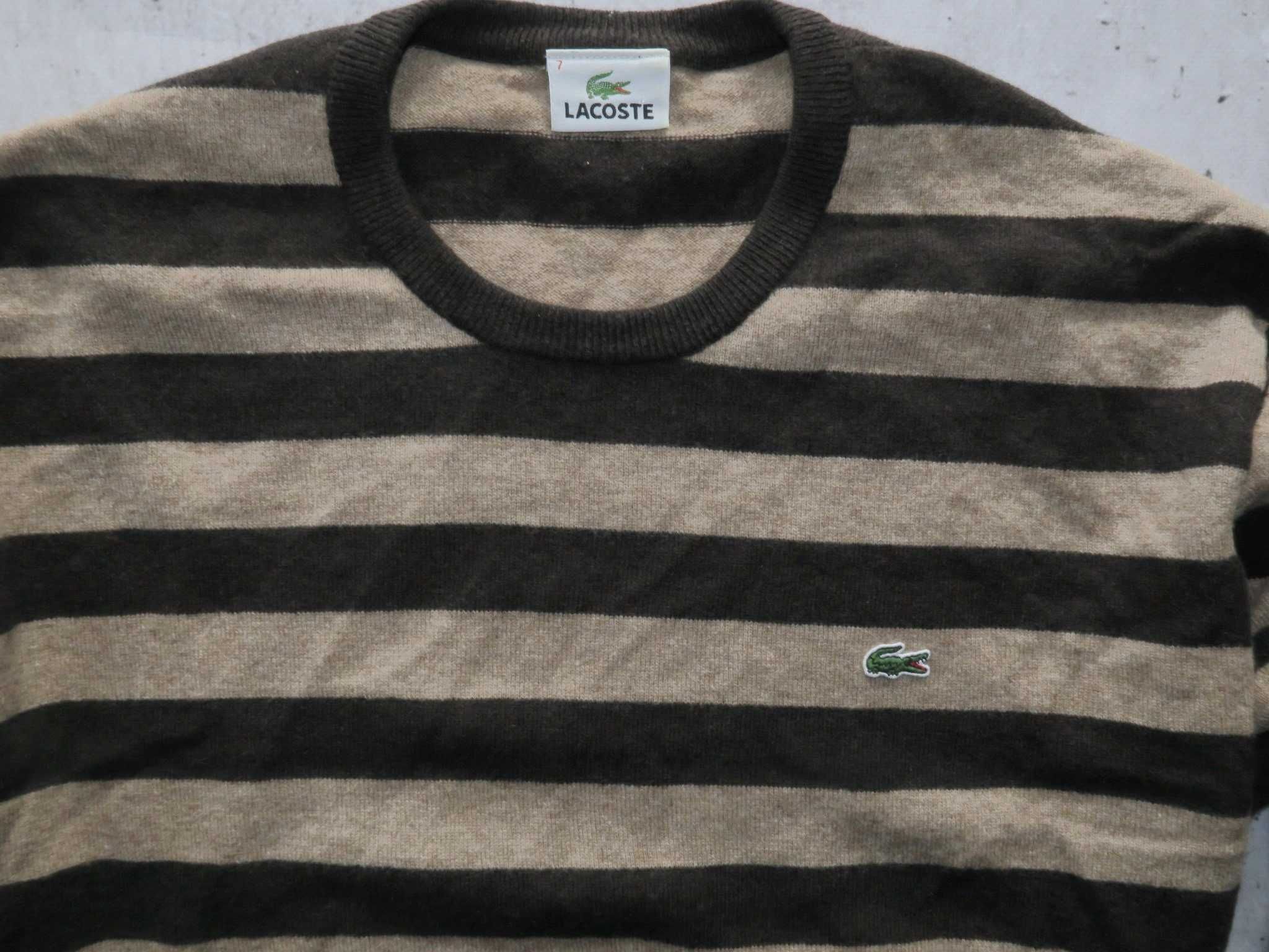 Lacoste wełniany sweter w paski XL