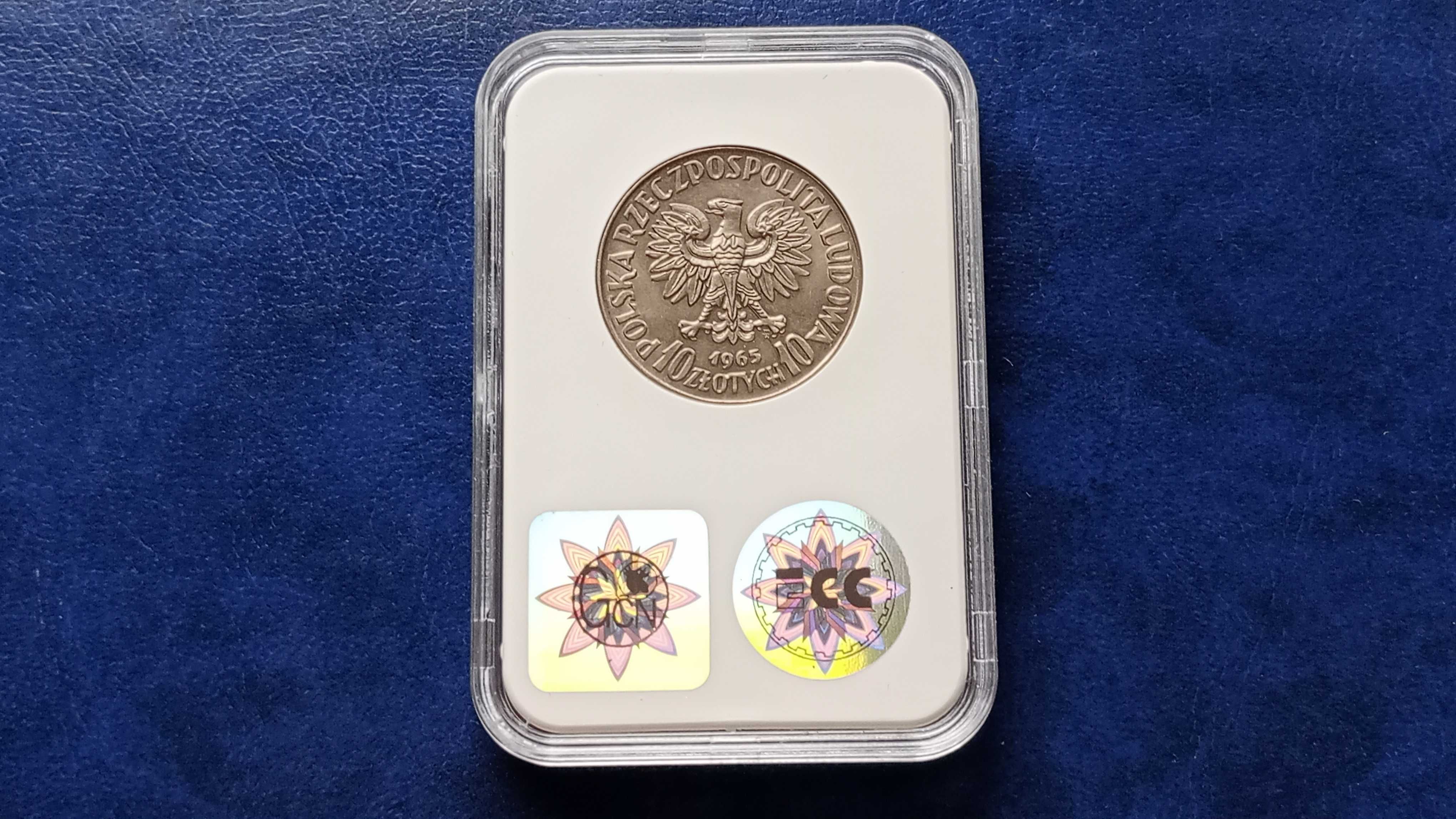 Stare monety 10 złotych 1965 VII wieków MS70 próba Ideał PRL