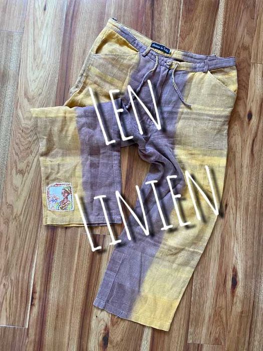 Aventures des toiles spodnie capri 7/8 len 40 42 xl ombre rybaczki