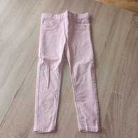 Różowe spodnie jeansy jegginsy 104 błyszczące połyskujące