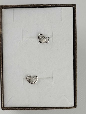 Kolczyki srebrne p.925 serca z cyrkoniami
