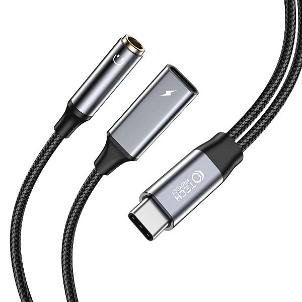 Tech-Protect Ultraboost Cable Adapter Pd60W/6A Type-C To Mini Jack 3.5