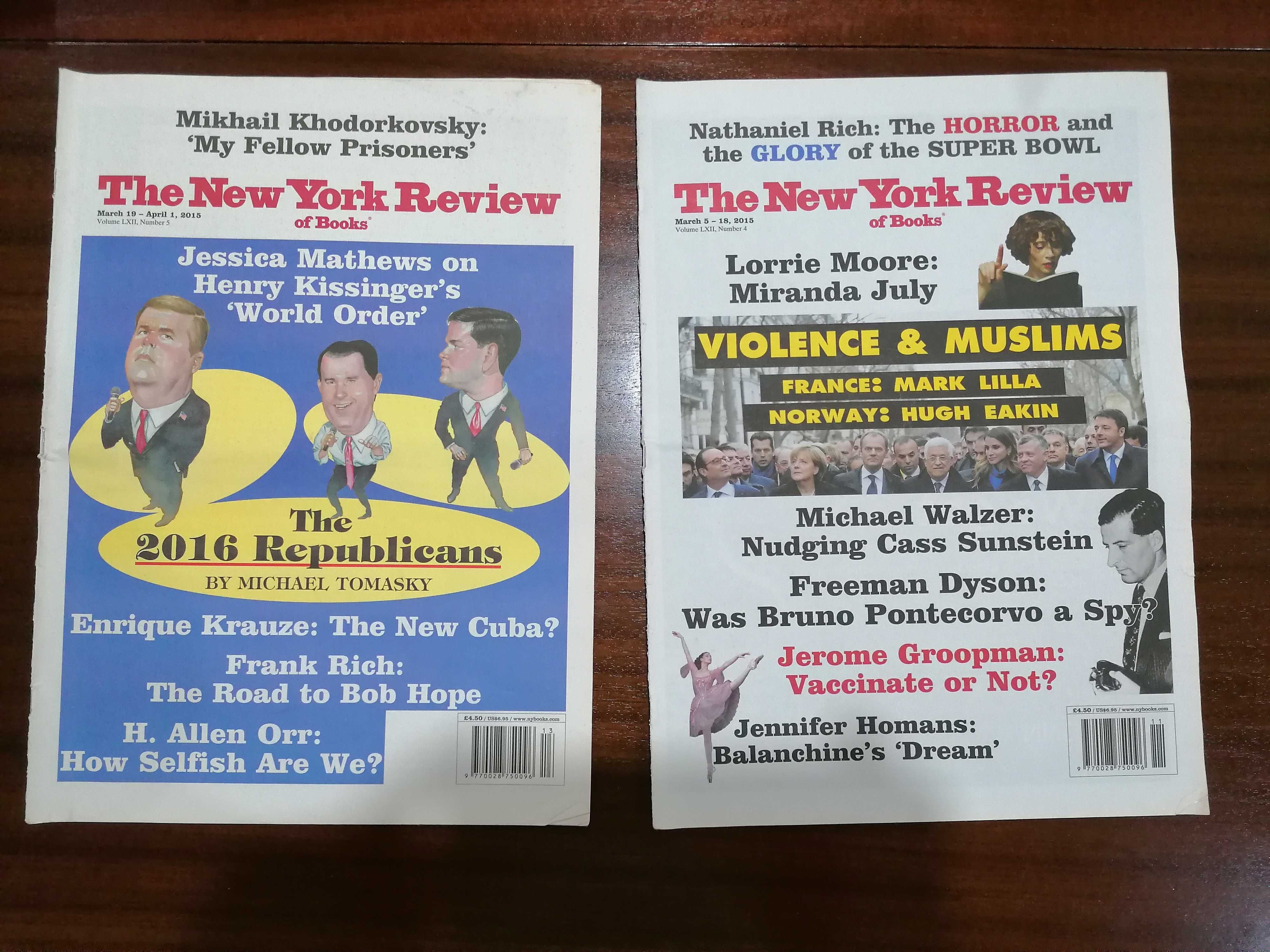 17 Revistas The New York Review of Books de 2014 e 2015