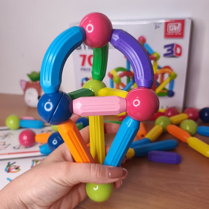 Конструктор магнітний,3D конструктор магнітний,палички,кульки,стіки