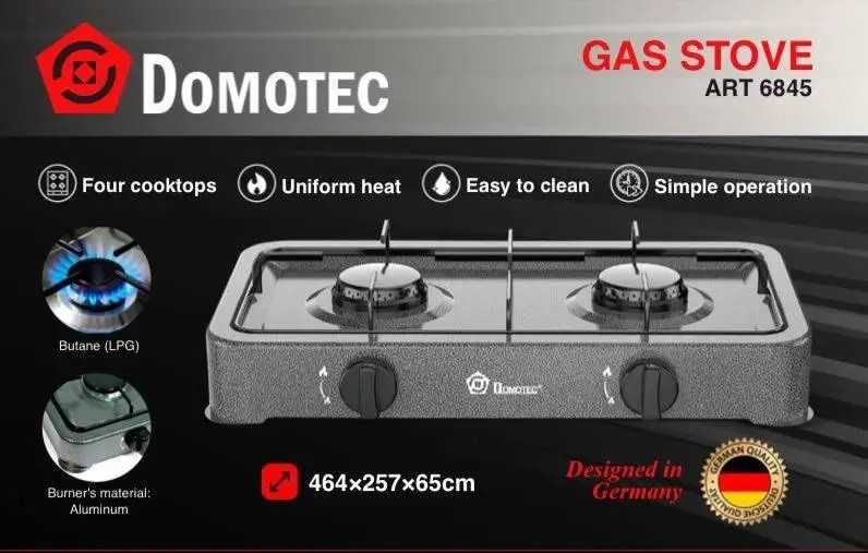 Газовая Плита Domotec на 2 комфорки под газ бутан G30 (LPG)