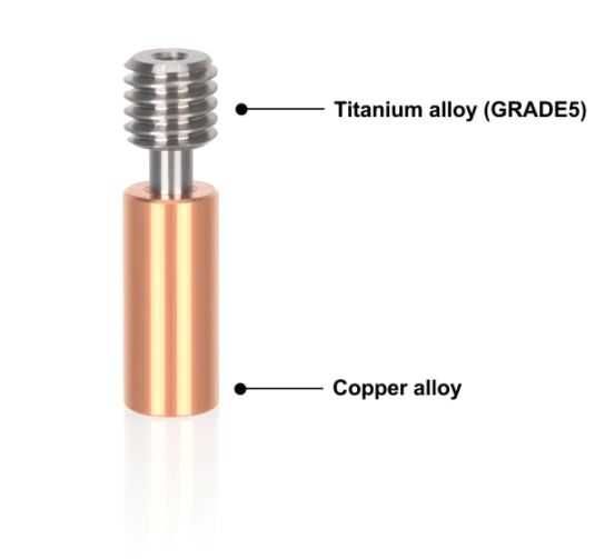 Heat Break em Titânio e Cobre BI-METAL para impressora 3D M6