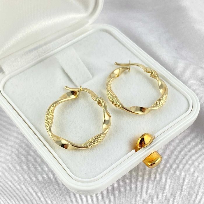 Urocze ZŁOTE kolczyki skręcane KOŁA 2,1cm PRÓBA 585 (14K)