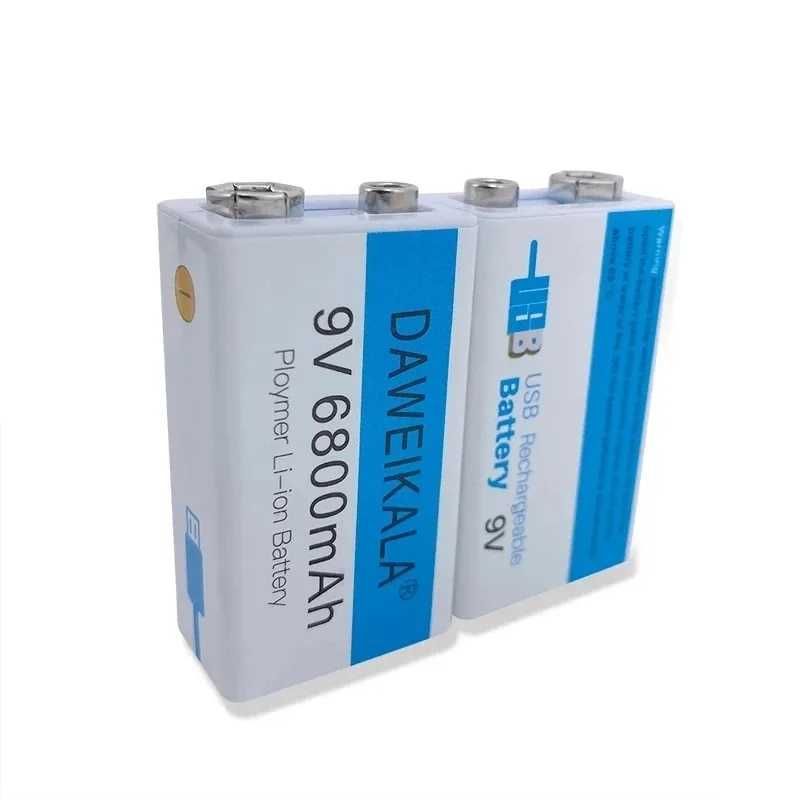 Акумулятор Крона 9V 6800mAh Li-Ion Daweikala, зарядка через Type-C