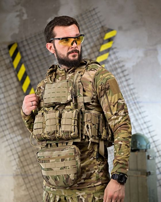 Плитоноска з рюкзаком + 7 ПІДСУМКІВ + напашник Мультикам + Сумка скиду