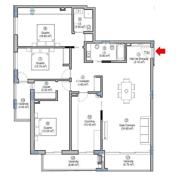 Apartamento T3 c/ lugar de parque - Quinta Santa Maria - Figueira da F