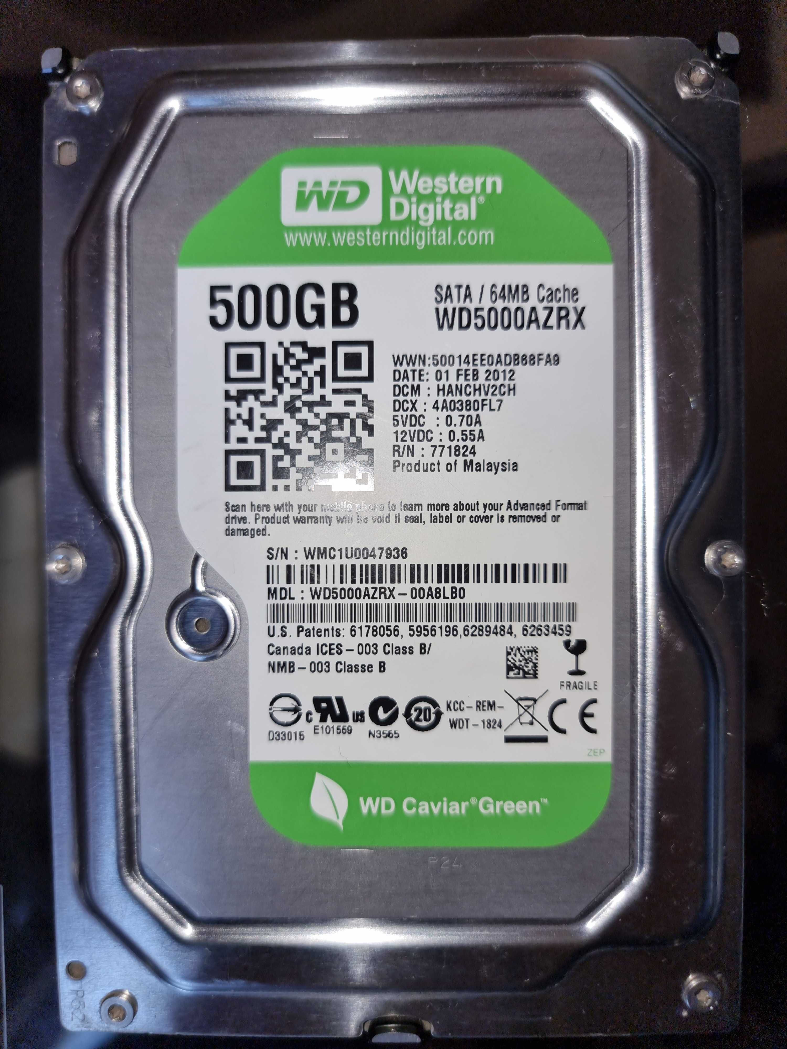 Жорсткий диск Western Digital Green 500GB 5400rpm 64МB WD5000AZRX 3.5