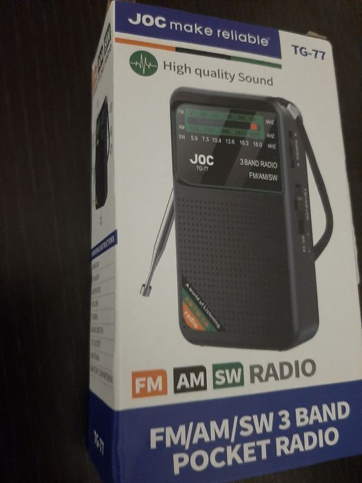 Радіоприймач кишеньковий 3-діапазонний з акумулятором JOC TG-77 Black