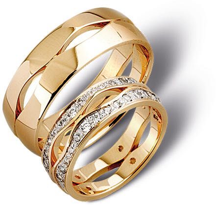 Złote obrączki ekskluzywne łączone dwa kolory złota cyrkonie diamenty